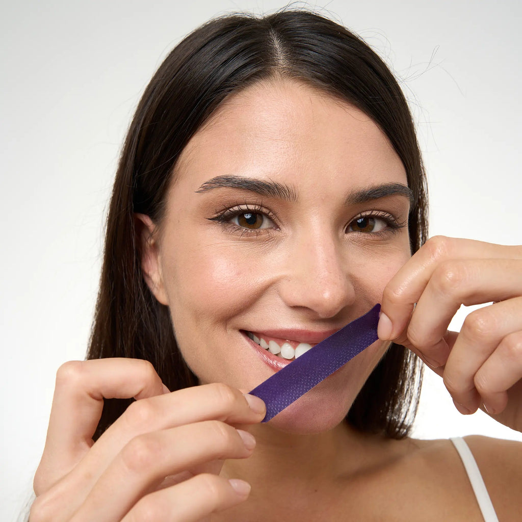 Achieve a Dazzling Smile with DRDENT Purple Teeth Whitening Strips - 7/21 Sessions of Enamel-Safe, Non-Sensitive Whitening - Peroxide-Free Formula