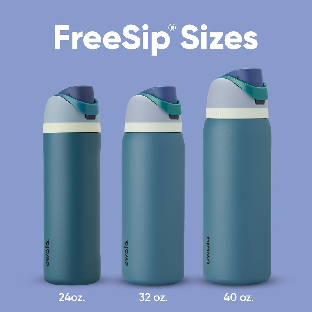 Stay Hydrated in Style with the Owala FreeSip Insulated Stainless Steel Water Bottle - 24 Oz Denim, Perfect for Travel!