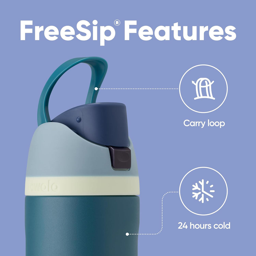 Stay Hydrated in Style with the Owala FreeSip Insulated Stainless Steel Water Bottle - 24 Oz Denim, Perfect for Travel!